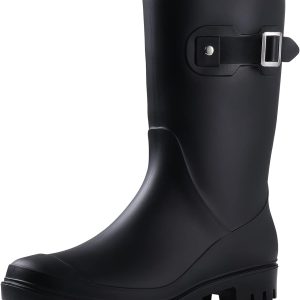 Women's Mid Calf Rain Boots Waterproof Garden Shoes