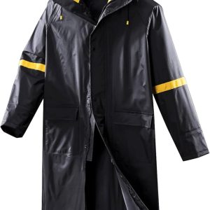 Classic Long Rain Coats for Men, Hooded s Rainwear for Waterproof Work, Breathable, Rain Jacket Poncho