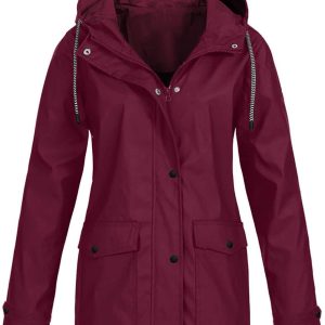 Rain Jackets For Women Waterproof With Hood Lightweight Casual Anorak Travel Hiking Coats with Pockets 720