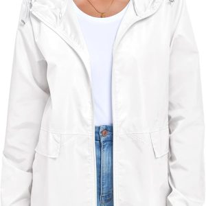 Women's Lightweight  Waterproof Packable Outdoor Windproof Hooded Active Rain Jacket