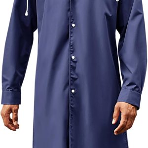 Men's Rain Jacket With Hood Classic Windbreaker Waterproof Lightweight Outdoor Active Long Trench Coat