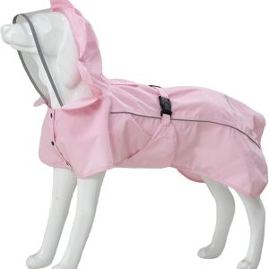 Dog Raincoat Waterproof Dog Rain Jacket with Cute Hood for Small Medium Large Dogs Puppy Poncho Reflective Adjustable (Pink, Small)