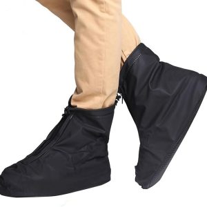 Waterproof Shoe Covers, Reusable Foldable Slip Proof Bottom Overshoes with Zipper, Keep Shoes Dry for Cycling Fishing Walking in Rain Snow and Mud