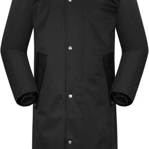 Waterproof Long Rain Jacket Lightweight Rainwear Reflective with Packable Hood for Men Women Adults