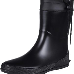 Women's Mid Calf Rain Boots Collar Gardening Boots Ultra Lightweight Portable Garden Shoes