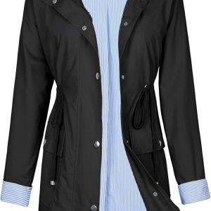for Women Rain Jackets for Women Waterproof Lightweight Windbreaker Outdoor Hooded Trench Coat Long Rain Coats