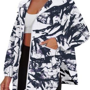 Women's Waterproof  Lightweight Rain Jacket Trench Coat Hooded Windbreaker With Pockets for Outdoor