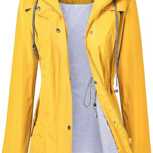 Women Waterproof Long Hooded Trench Coats Lined Windbreaker Travel Jacket S-XXL