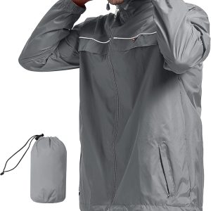 Men's Rain Jacket Waterproof Lightweight Windbreaker with Hood Outdoor  for Hiking Running Travel