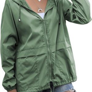 Women's s Lightweight Waterproof Windproof Adjustable Windbreaker Rain Jackets Hooded with Pockets S-XXL