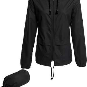 Women Lightweight Waterproof Rain Jackets Packable Outdoor Hooded Windbreaker